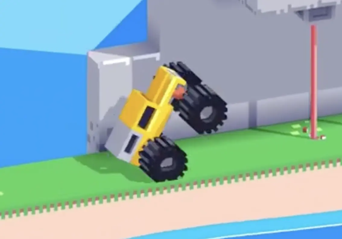 Drive Mad Level 163 truck lifting its front wheels before entering the laser tunnel