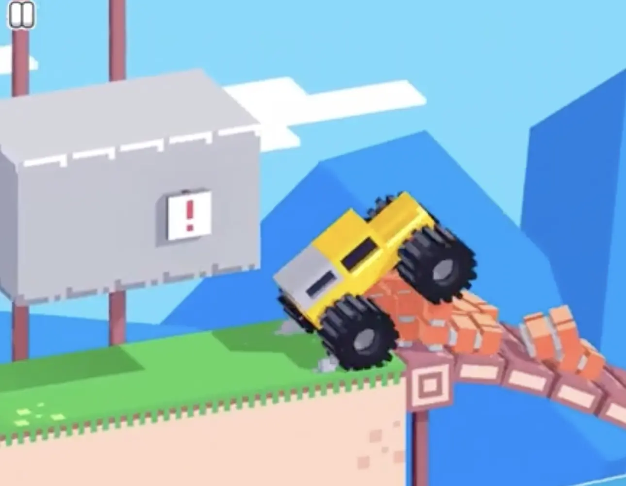Drive Mad Level 165 truck climbing into a collapsing brick wall after repeated rams