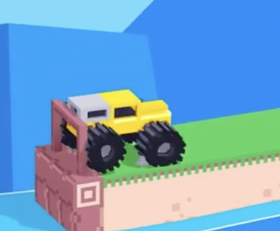 Drive Mad Level 166 truck reversing at the start before making a run at the bridge