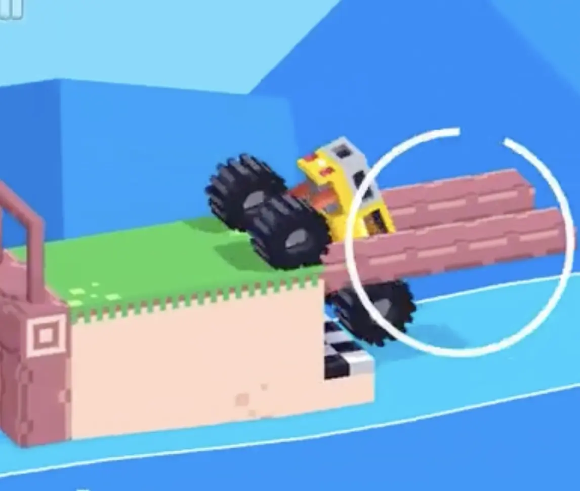 Drive Mad Level 167 truck reversing under the plank toward the finish