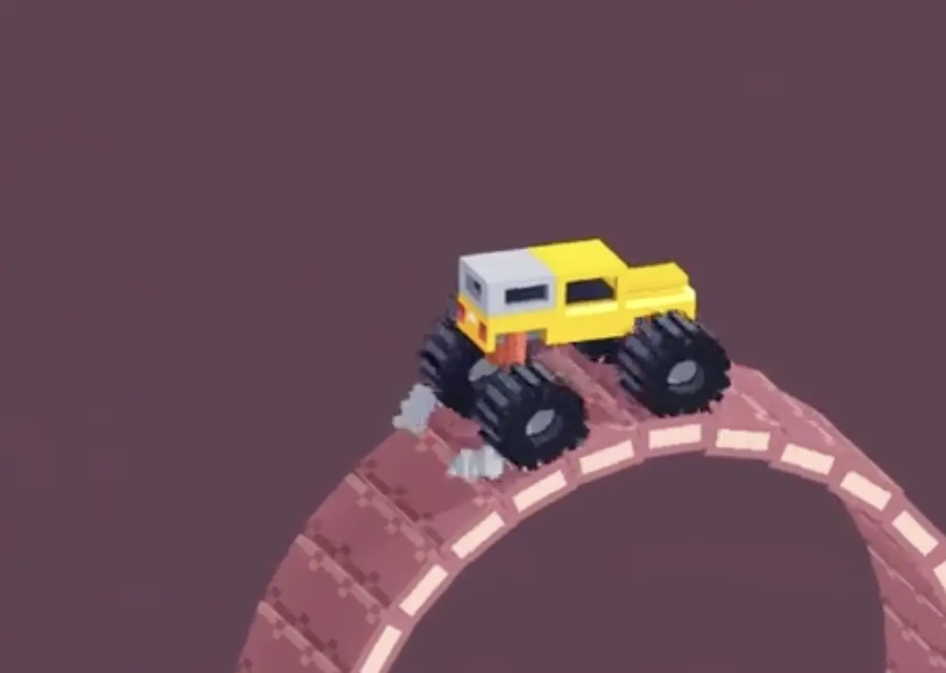 Drive Mad Level 168 truck driving along a curved rolling track with controlled speed