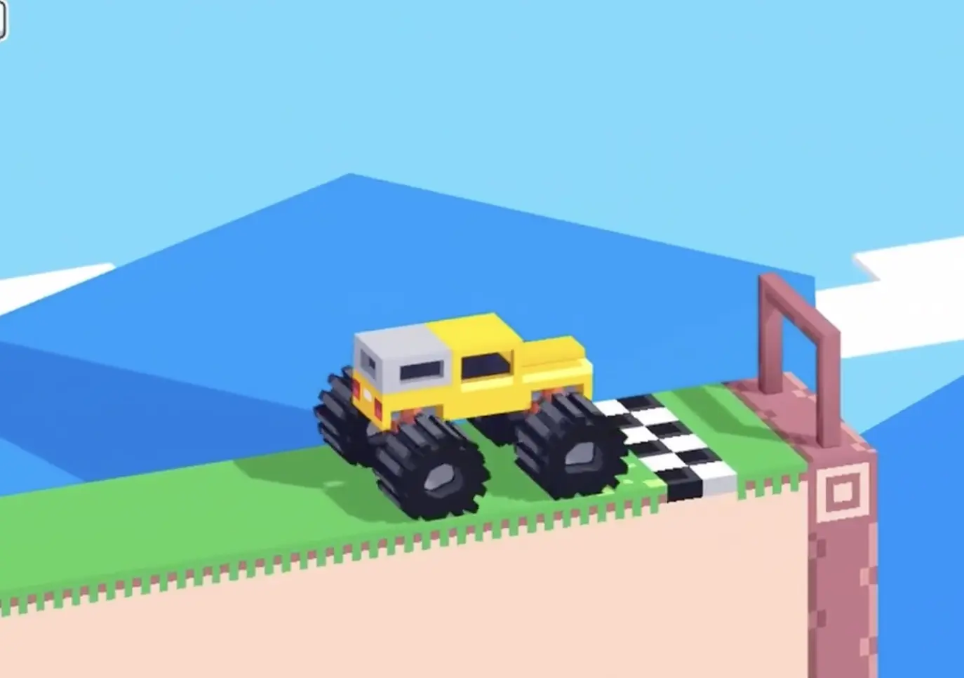 Drive Mad Level 170 truck reaching the finish after resetting the button and avoiding the laser