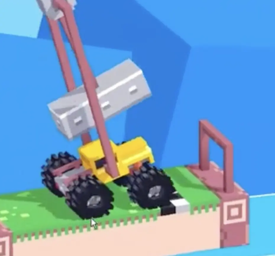 Drive Mad Level 171 truck reaching the finish while carrying the swinging hammer