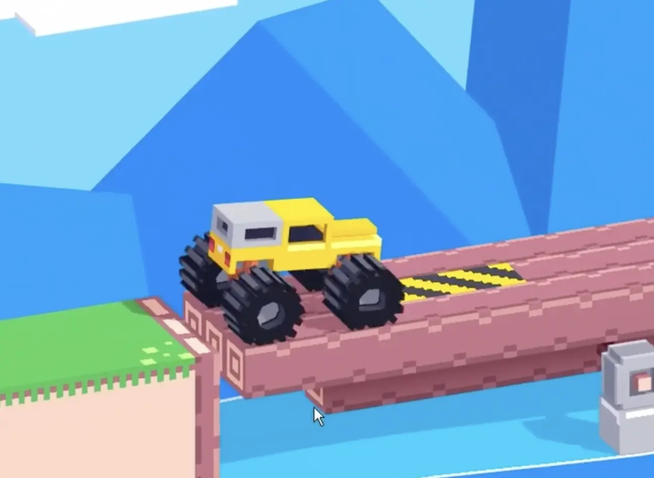 Drive Mad Level 172 truck driving onto a catapult plank before being launched