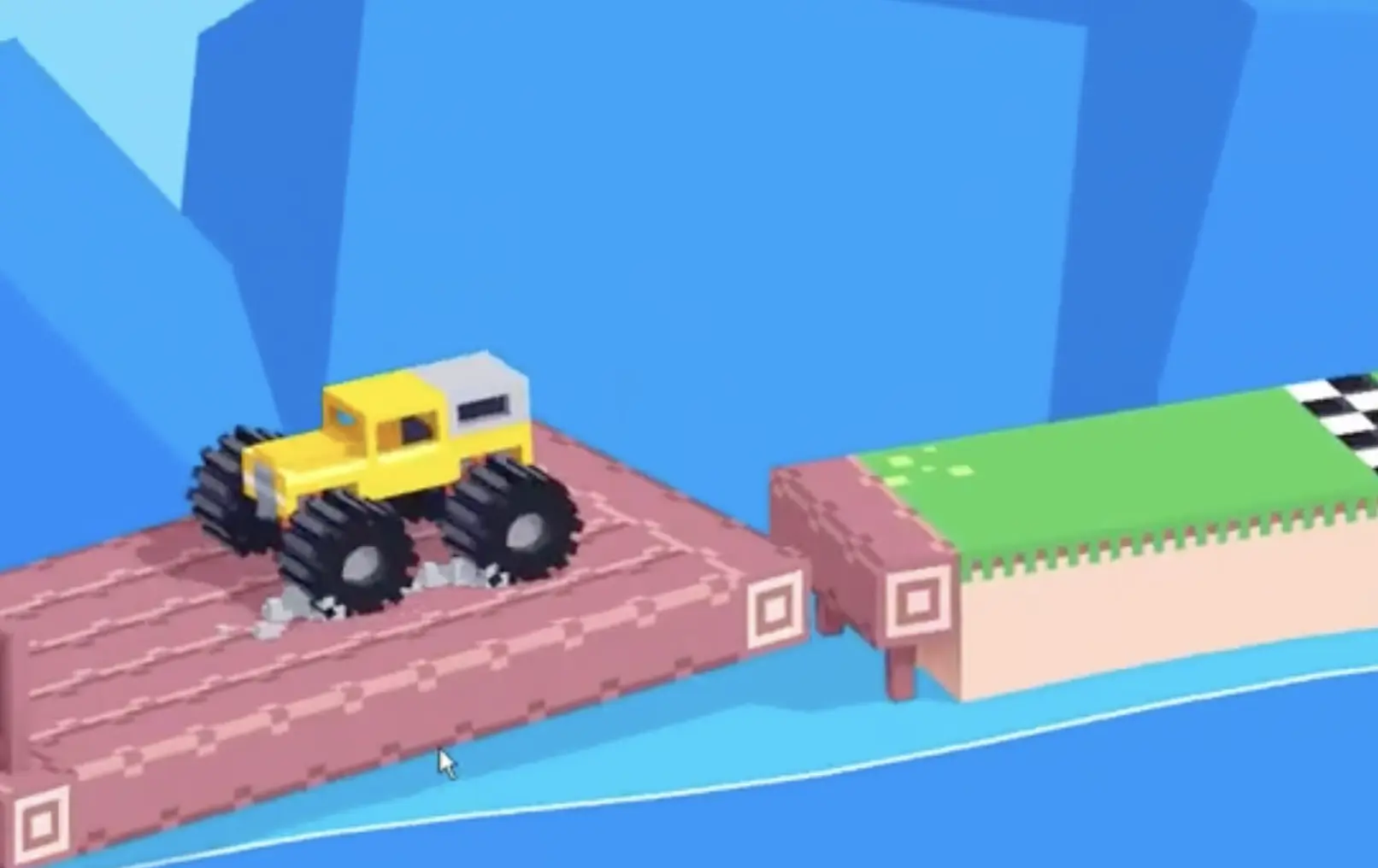 Drive Mad Level 174 truck leaving the carousel after it aligns with the finish platform