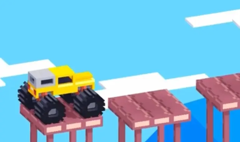 Drive Mad Level 175 truck starting on the first table with speed