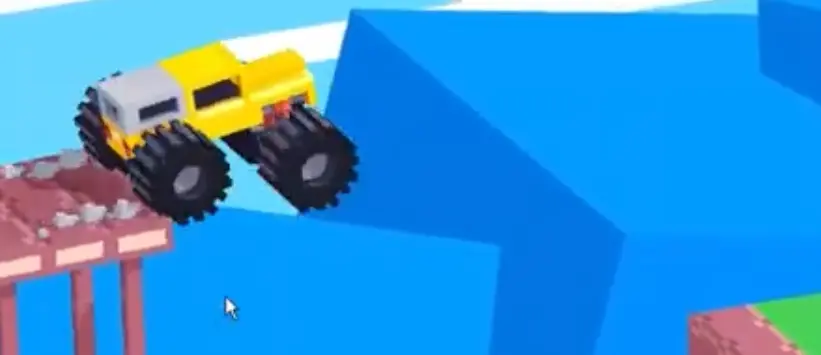 Drive Mad Level 175 truck jumping from the last table toward the finish platform