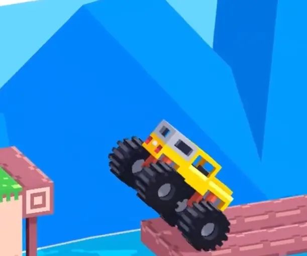 Drive Mad Level 178 truck on the swing platform as it dips toward the water