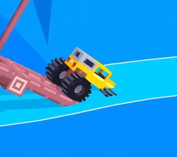 Drive Mad Level 178 truck riding the swing upward toward the far side