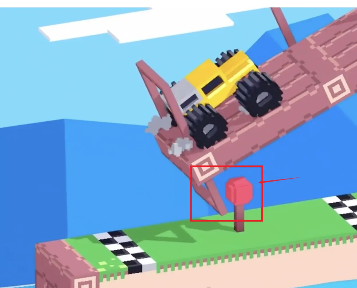 Drive Mad Level 179 swinging platform striking the small red block below