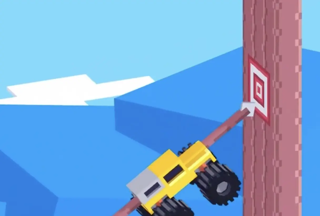 Drive Mad Level 180 spear car hitting the bullseye target