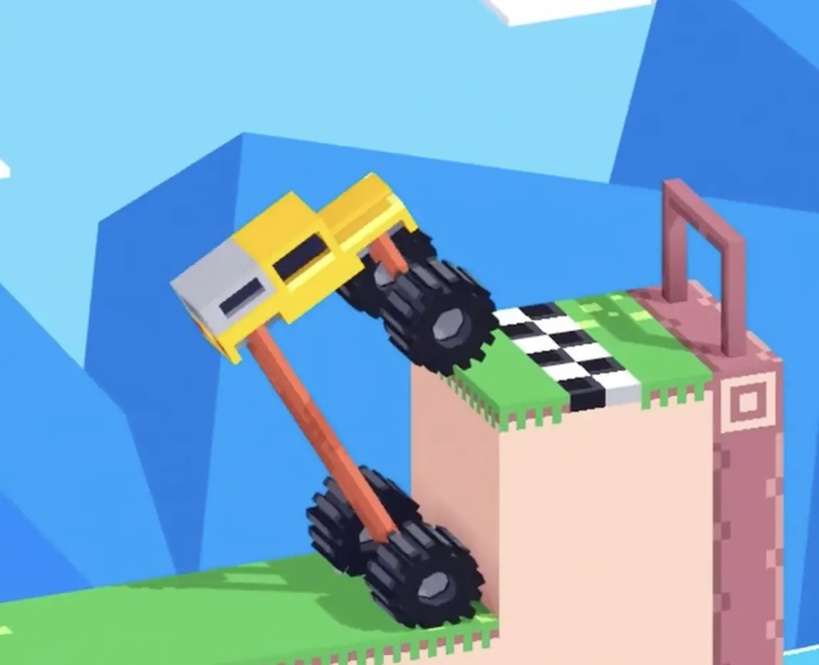 Drive Mad Level 183 stilt truck leaning forward onto the upper finish platform