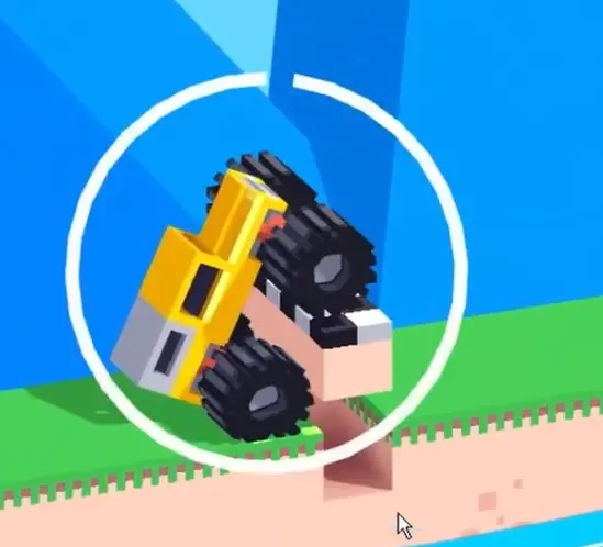 Drive Mad Level 187 truck lifting front wheels while accelerating toward the finish