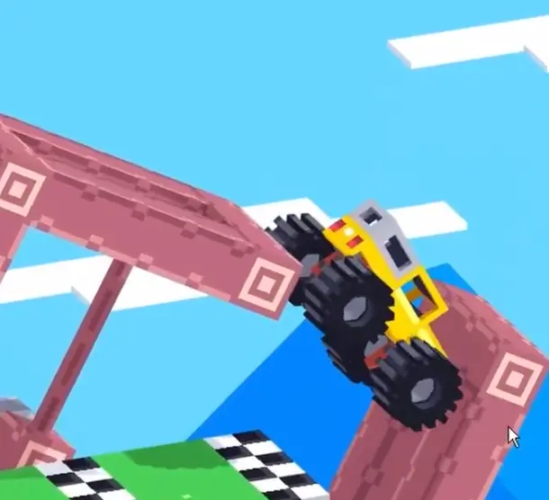 Drive Mad Level 189 truck dropping through gap to finish