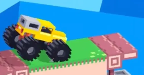 Drive Mad Level 192 truck stopping near the cliff to watch the laser timing