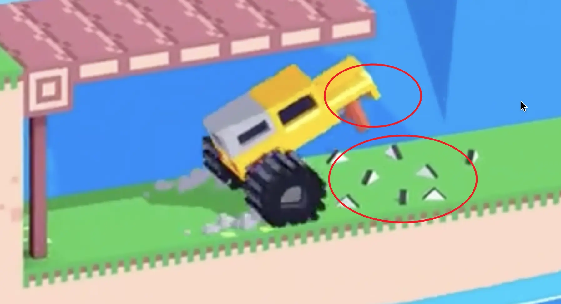 Drive Mad Level 194 with the truck nose raised while the rear wheels break