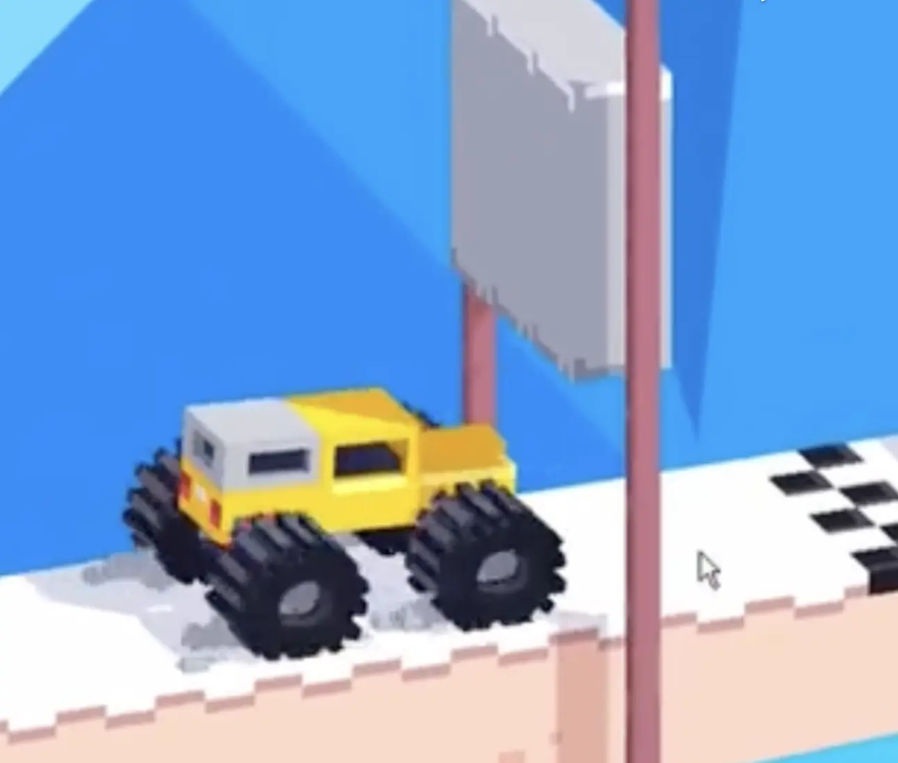 Drive Mad Level 195 truck accelerating toward the wall to build torque