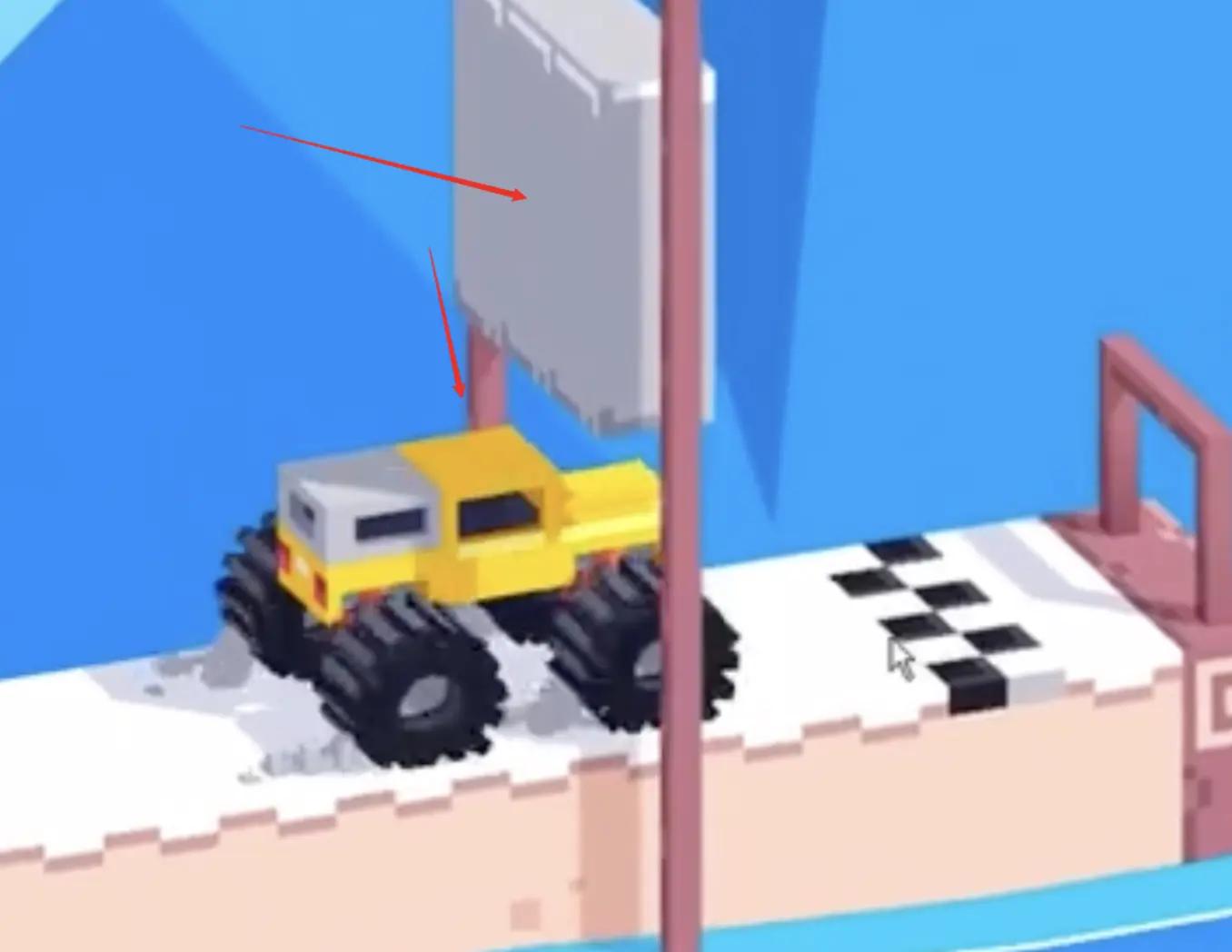 Drive Mad Level 195 wall raised high enough for the truck to drive through to the finish
