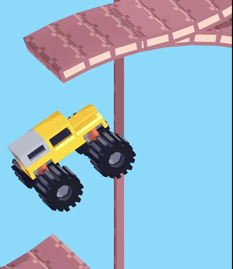 Drive Mad Level 197 truck going clockwise around the first ring before the controlled drop