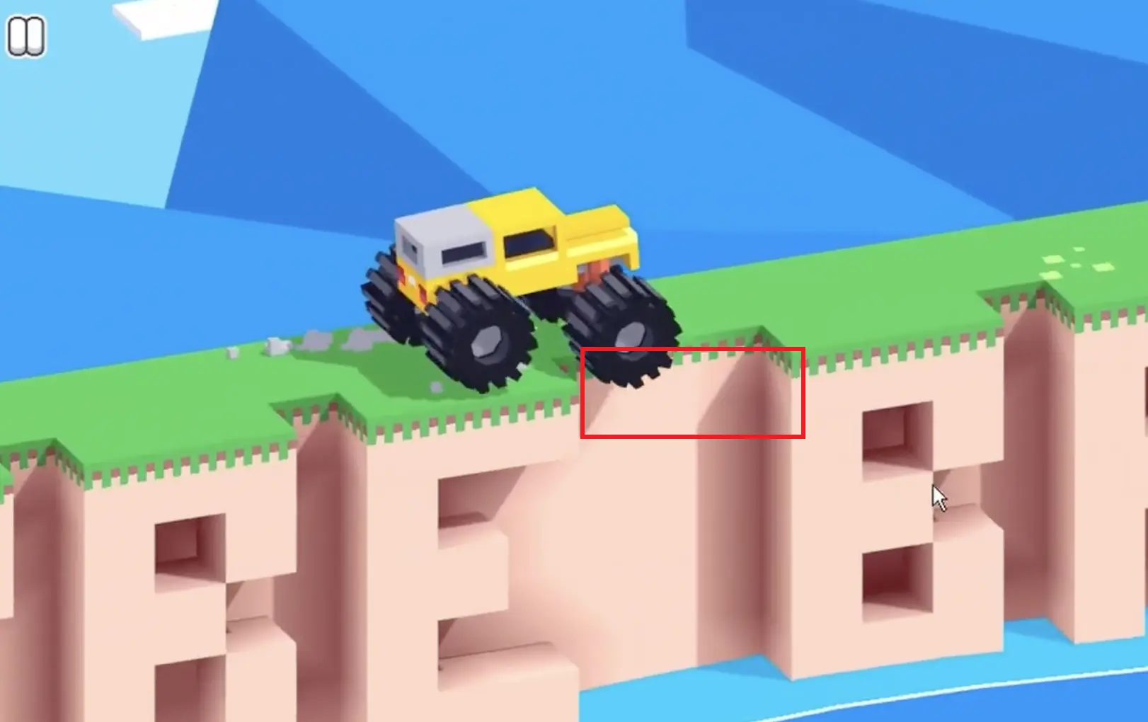 Drive Mad Level 200 truck crossing the second large gap with enough speed and a slightly raised front end