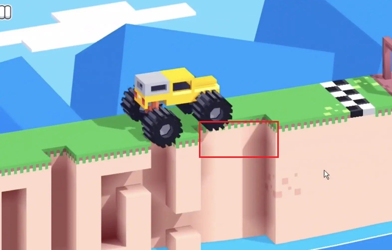 Drive Mad Level 200 truck keeping its front raised while moving through the small gaps before the final large gap