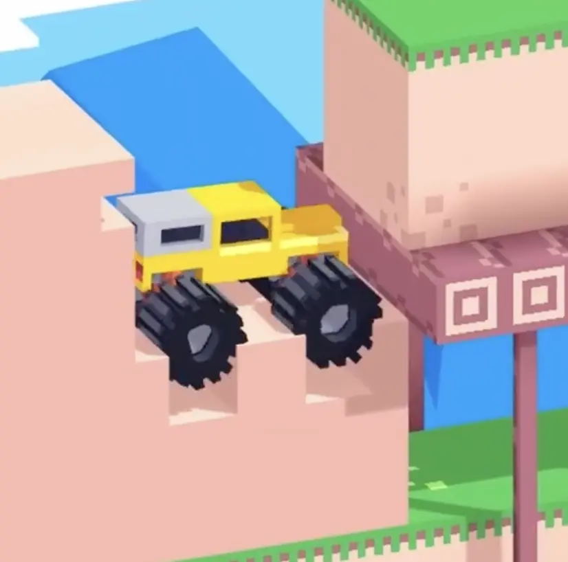 Drive Mad level 70 yellow truck digging downward through the soft dirt into the hidden lower path