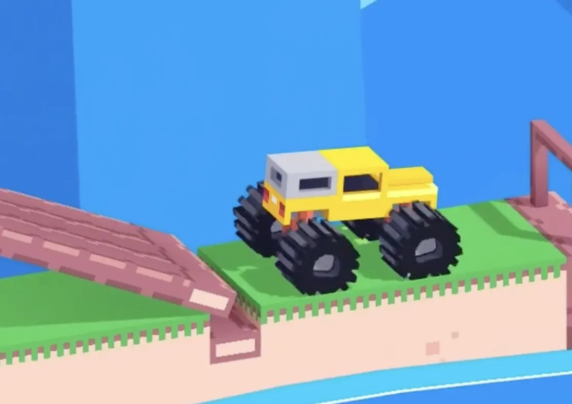 Drive Mad level 75 truck positioned beyond the second seesaw, ready to reverse back across it toward the finish