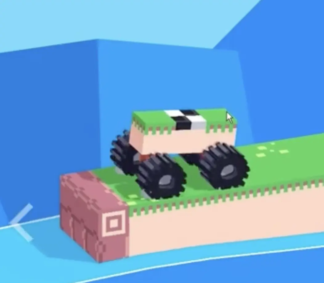 Drive Mad level 79 truck driving at full speed toward the end of the platform before the flip setup