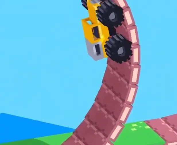 Drive Mad level 86 monster truck climbing high on the inside of a loop while maintaining enough grip to stay on track