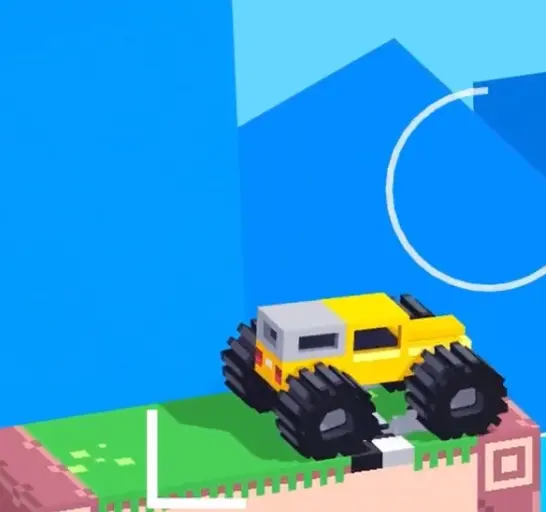 Drive Mad level 88 truck landing on the final platform and rolling into the checkered finish zone