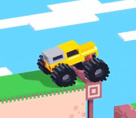 Drive Mad level 88 truck easing off the first ledge and beginning the small opening drop