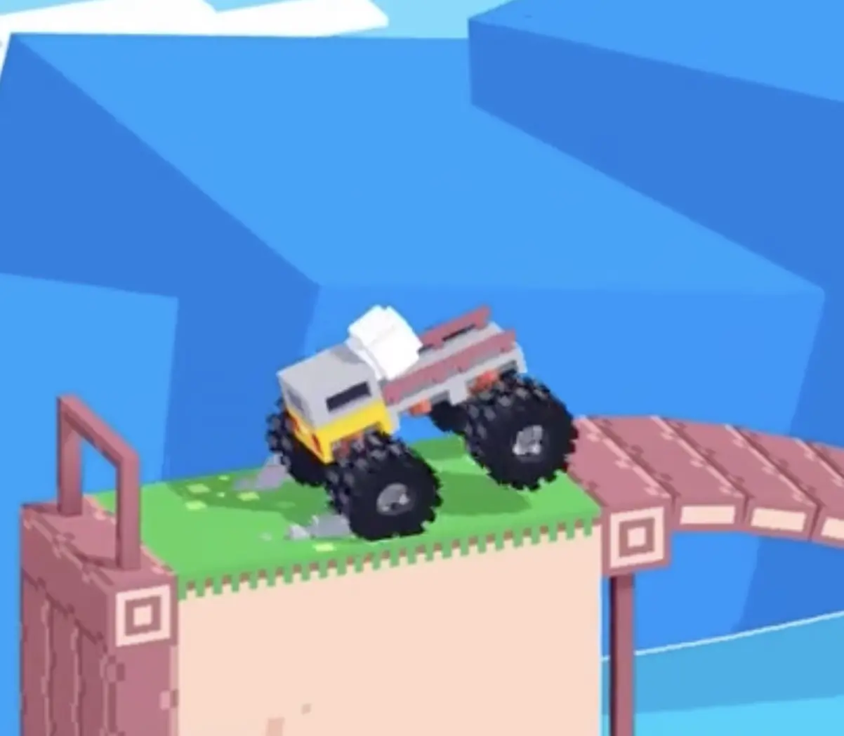 Drive Mad level 96 truck beginning the course with the loose ball resting in the back of the bed before the slope section