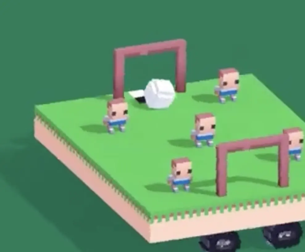 Drive Mad level 97 ball rolling near the goal after clearing the last defenders