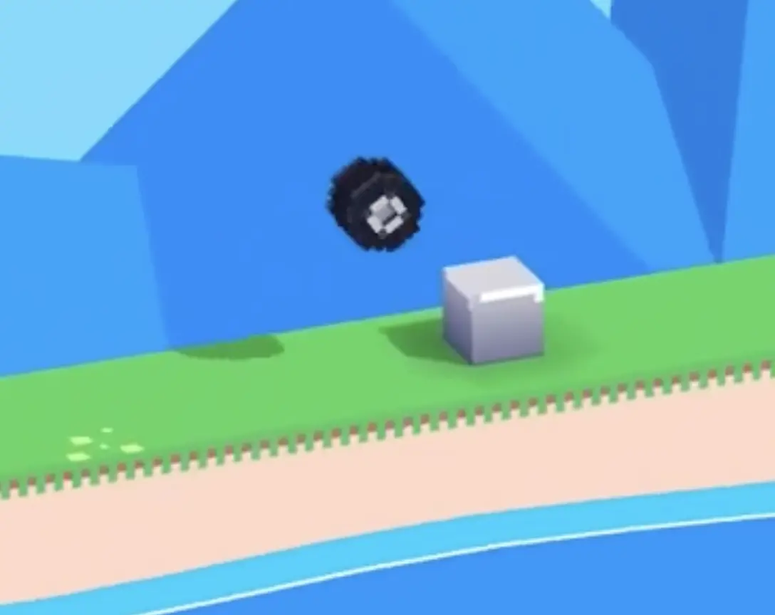 Drive Mad level 98 single wheel jumping over the first gray block at the start of the level