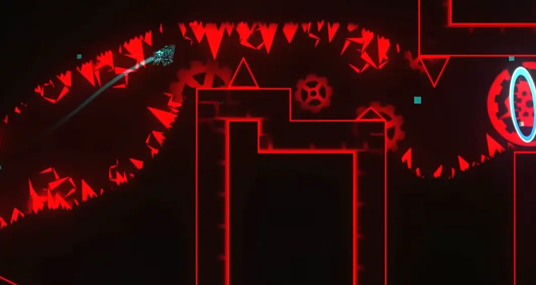 Geometry Dash extreme demon gameplay showing tight gaps
