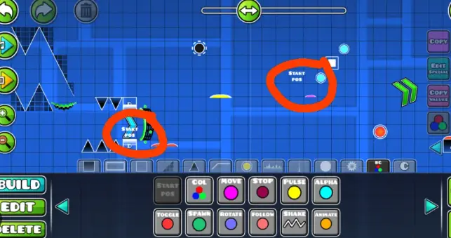 Geometry Dash practice start position