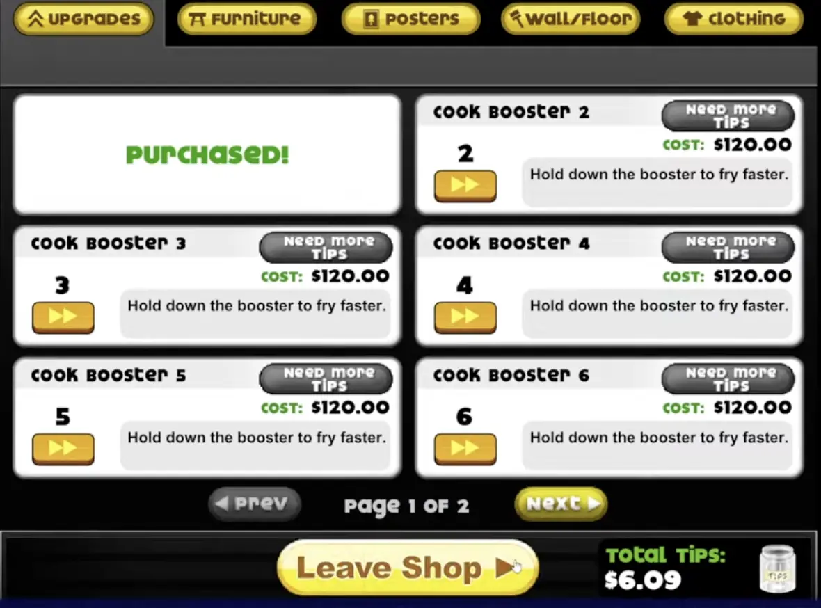 Papa's Donuteria Icing Guide upgrade used to improve glaze accuracy and Build scores